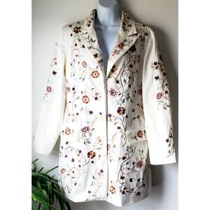 Blaine Trump Womens Cream Floral Blazer Size Small Boho Feminine Sexy Cottage